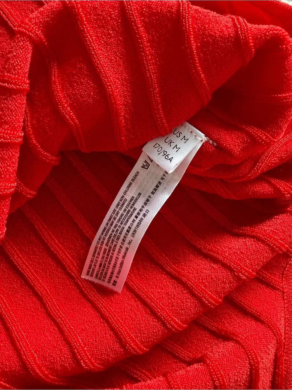 Free People Red Ribbed Scoop Neck Bodysuit